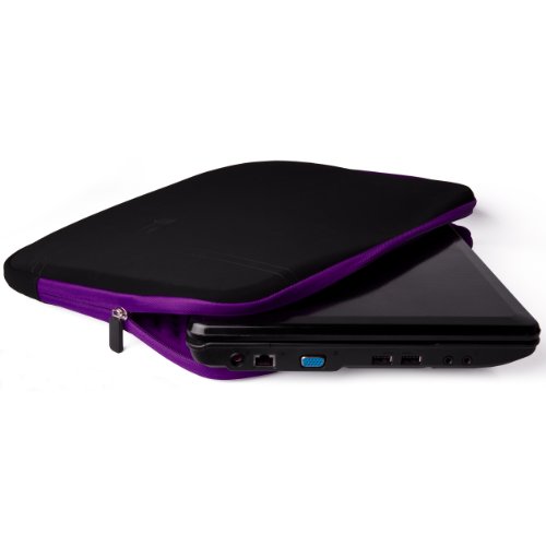 SumacLife schwarz MIcrofiber Microfaser-Hülle Shock Resistant Stoßfest Pouch Notebooktasche 39,6 cm (15,6 Zoll) Notebook für Acer Aspire Style Sony Vaio Asus Fujitsu Lifebook Samsung Serie Toshiba Satellite Apple Macbook Pro HP (schwarz-Lila) - 5