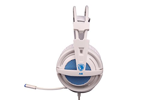 Sades A6  7 1  Surround Sonido Est  reo Pro PC Gaming Headset Auriculares con banda de alta sensibilidad con micr  fono Conector USB Over The de Ear Breat de conmutaci  n Volume Control LED de Leuchten  Color Blanco 