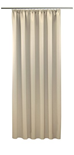 Hochqualitativer Verdunkelungsvorhang nach Maß, Verdunkelungsgardine, schwer entflammbar, feuerfest, B1 und M1 Zertifikat, Thermogardine, Kräuselband, Beige (205cm) - 3