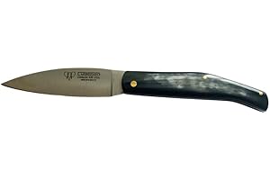 DON FILO Navaja Cudeman Solsona 443-A Hoja de Acero 420 de 9 cm y empuñadura de asta de toro de 11 cm para Caza, Pesca, Supervivencia y bushcraft + Portabotellas Regalo
