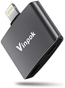 iPhone 7 Splitter, Vinpok Dual Lightning Adapter &amp; Splitter for iPhone 7 / 7 Plus, Lightning Splitter Audio &amp; Charge and Sync Data Compatible for iOS 9.2-10.3.2 System (Black)