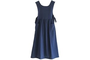 CHAILIQIANGG Grembiule da donna grande taglia grande, grembiule in cotone lino lavato con 2 tasche tinta unita giappone grembiule cucina donna gilet vestaglia grembiule da lavoro regolabile per