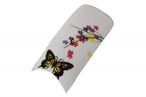 Effect Beauty 50pcs Butterfly Garden Acrylic Pre-Designed Nail Tips - Tip Sizes 1-10