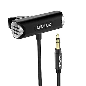 Cubilux SL35-1 3.5mm Stereo Lavalier Microphone, 1/8 TRS L/R Dual Channels Clip Lapel Condenser MIC for Action Camera Camcorder YouTube Vlog, Compatible with GoPro Hero 8 7 6 Sony Nikon Canon DSLR