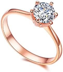 RedFly 18ct White Gold / Rose Gold Plated with 1 Carat AAA+ Cubic Zirconia Diamond Women Wedding ring, Engagement Rings, Party, Gift