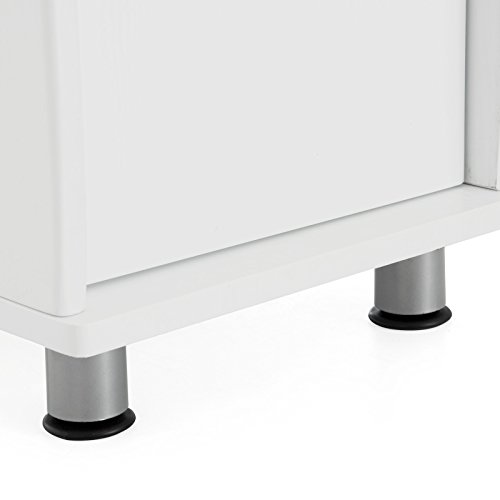 Songmics Computer Desk Workstation with Sliding Keyboard, Shelves, Cupboard and 3 Drawers for Home Office 121 x 60 x 76 cm White LCD871W