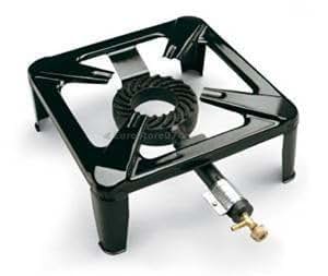 MPM - Kn-03/1kb Fornello A Gas Portabile Da Campeggio, 3 Fuochi, Coperchio Rimovibile Nero