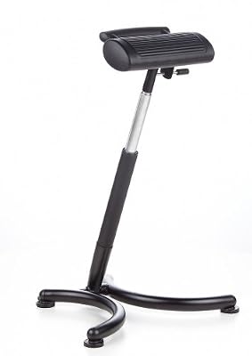 hjh OFFICE 665140 assise-debout, siège de travail haut TOP WORK 30 noir, réglable en hauteur, appui-fesses, chaise de Repassage, chaise pour musiciens, chaise d'atelier