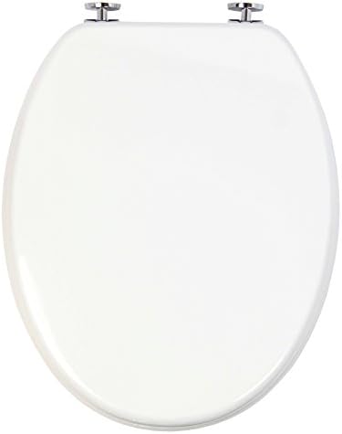 TOPSEAT Toilet Seat with Brass Hinges, Wood, White