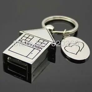 Microware House Shape Metal Keychain USB Flash Disk (16GB)