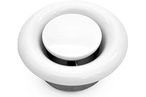 H&C VENT verstellbares Tellerventil - runde Stahl Abdeckung & Belüftung mit verstellbarem Diffusor - Lüftungsrohr Ventil & Lüftungsgitter Abzug, Abluftroh (Abluft I Metall I Weiß, Ø 80 mm)