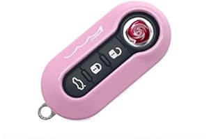 Nordecco Carcasa protectora brillante para llave de Fiat 500C, 500-500L, 500X, Abart, Grande, Punto, Brava, Panda, Stilo, Linea, color rosa