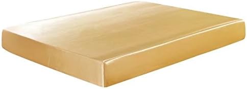 ShineMoon Deep 12'' (30cm) Fitted Bed Sheets Luxury Satin Solid Color Fitted Sheet for Mattress Double Size, Golden