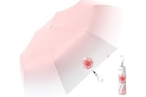 ERISED'S BIFROST Parapluie Pliant Automatique Compact/Ouverture et Fermeture / Poignée Anneau / Couleur Dégradée /de Voyage Protection Pluie et Protection UV 99,9% / Portable/Résistant/ Sac à dos / Femmes et Enfants