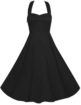 LUOUSE Damen 'Audrey Hepburn' Polka Dots Druck Holder Weinlese- Rockabilly Swing Abend Hochzeit Abschlussballkleid