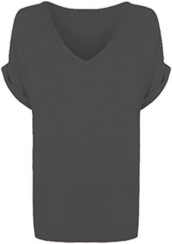 Fashion 1st Blush Avenue® Womens Oversize Fit V Neck Top Ladies Baggy Plus Size Batwing Casual T Shirt Sizes 8-132