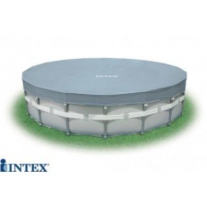 Intex Deluxe Abdeckplane für Frame-Pool, Überhang 20 cm, Grau, Ø 488 cm