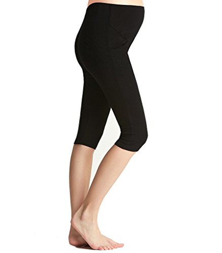 Liang Rou Maternity Belly Support Ribbed Stretch Capri Leggings