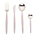 Produktbild Lobwerk Besteck Set aus Edelstahl Matt Rostfrei in edlem Design für 1 Person (Pink-Silber)