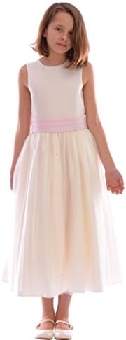 Girls Cream And Pink Dress with Sequinn Design Wedding Christening 6-12month-9-10years