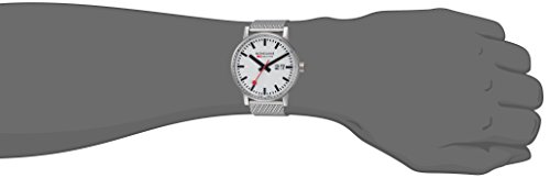 Mondaine Men's evo2 40 mm sapphire Big Date Watch with St. Steel brushed Case white Dial and stainless steel mesh Strap MSE.40210.SM