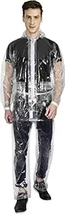 New Vastra Lok Mens PVC Top and Pyjama A-Line Raincoat (Transparent, Free Size)