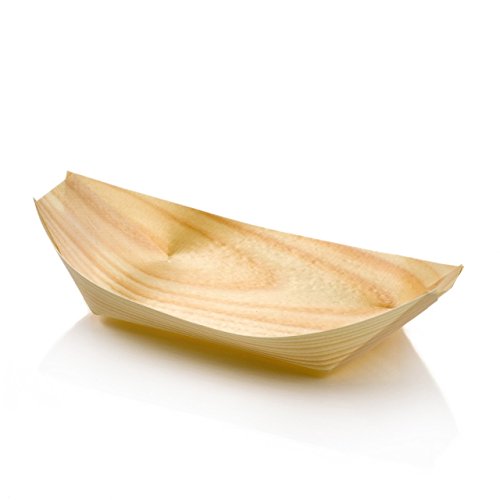 KRAFTZ® - 50 Large Bamboo Wooden Boat 25x11 cm for Party Birthday Wedding Celebrations