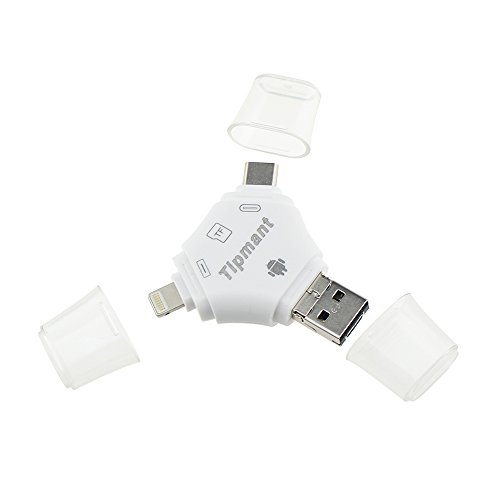 Escomdp 4 en 1 iPhone Unidad Flash USB Lightning Almacenamiento de Memoria Externa iOS Pendrive Adaptador de Lector de Tarjetas Micro SD para iPhone/iPad/Mac/Android/Computadora/PC (Card Reader)