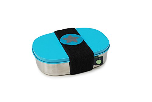 do dotty BOX schadstofffreie Edelstahl Brotdose (16,5x12x4) mit Trennsteg und Klettmotiv zum individualisieren für Kindergarten und Schule