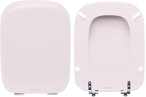 HYDRO HOME Copriwater Ideal Standard Conca Come Originale, Tavoletta Wc In Legno Rivestito Di Resina Poliestere Con Cerniere Fisse,Asse Wc Colore Rosa Sussurrato MADE IN ITALY