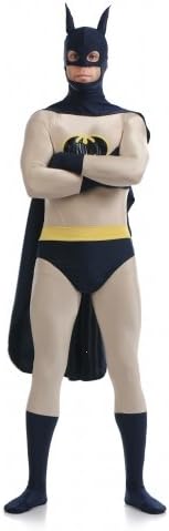 Batman SuperSkin Costume, Cape &amp; Mask - Adult Unisex Men &amp; Women Second Skin | Zentai Robin Onesie Clothing Outfit Halloween Lycra Cheap (Large)