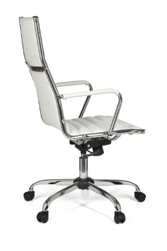 AMSTYLE Bürostuhl GENF 1 Bezug Kunstleder Weiß Design Schreibtischstuhl XXL 110kg Chefsessel höhenverstellbar Drehstuhl ergonomisch mit Armlehnen Rücken-Lehne Wippfunktion verstellbar Schalensitz hoch - 