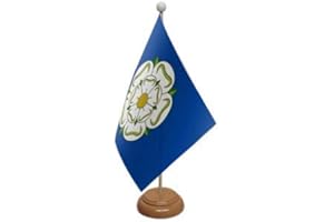 FlagSuperstore© Yorkshire New Desk Flag & Wooden Base 9" x 6" - British County