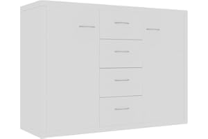 ‎VIDAXL vidaXL Sideboard 88x30x65 cm, Holzwerkstoff, Weiß, 4 Schubladen & 2 Türen, Wohn- & Schlafzimmermöbel, Ablageregal, Aufbewahrung Zuhause