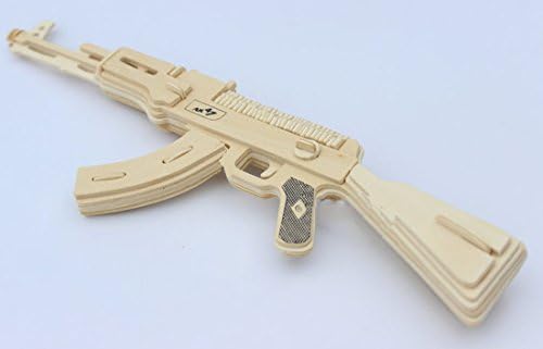 DDYTJ Woodcraft Construction Kit gift for children color design educational DIY toys 3D Wooden jigsaw puzzle assembly handmade wooden model (AK-47)