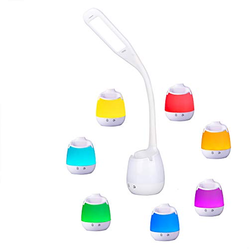 Lampada a LED da Tavolo YOUKOYI con Portapenne, lampada da Tavolo Lampada da Scrivania dimmerabile Touch Control con luce Notturna Colorata, lampada da Ufficio