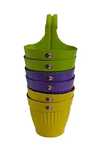 Y2K Plastic Bazar Presents Hanging Dzire Pot Basket for Indoor and Outdoor Plant Container Set (Pack of 6, Plastic)
