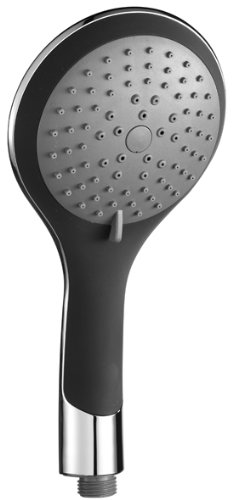 Design Handbrause Duschkopf rutschhemmend 5-fach + Antikalk chrom/mattschwarz