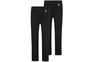 MOLLY MALOU Pack of 2 Girls' Slim Fit Jersey School Trousers with Heart Detail - Easy Pull-On Uniform Pants, Ages 2-18 Years