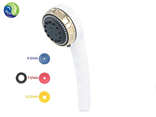 tecuro Handbrause ew-color - weiss/gold - 3-fach umstellbar