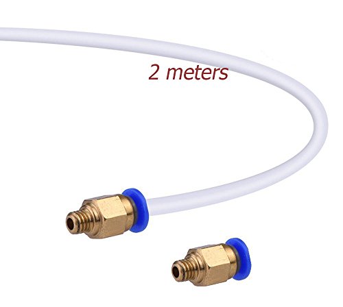Redrex 2m 3D-Drucker ID2mm OD4mm PTFE-Schlauch mit 2 Stück PC4-M6 Pneumatik-Anschlussstücke für Reprap 3D-Drucker 1.75mm Bowden Hotend - 3