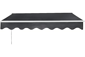 Panana Manual Awning Canopy Outdoor Patio Garden Sun Shade Shelter Top Fabric (2.5x2m, Grey)