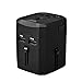 Price comparison product image MMOBIEL Travel Power Charger Adapter International With 2.1A Dual USB Charging Port  All in One AC Fused Wall Charger Input Voltage 110V ~ 240V Black