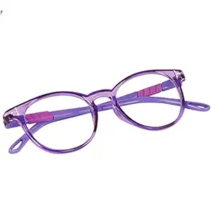 Optify Distance Vision Oval Blue Light Blocking Glasses for Kids UV Protection Computer Eyewear Zero Power Age 5-12 Years(-0.00)