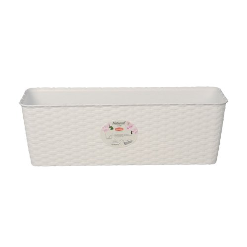 Stefanplast 2076018 Natural Blumenkasten mit Selbstbewässerung weiß 40 x 16 x 13 cm