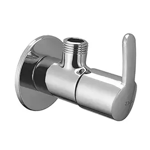 ZAP Prime Brass Angle Cock/Valve of Brass for Bathroom/Kitchen with Wall Flange- Quarter Turn Heavy Fitting Chrome Finish(Set of 1)