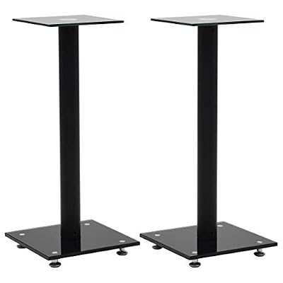 vidaXL 2X Support de Haut-Parleur Verre Trempé Design 1 Colonne Pieds Enceinte