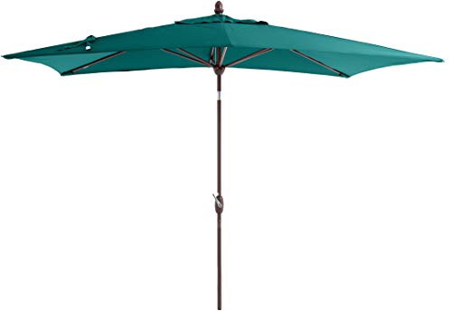 SORARA Parasol Jardin | Vert | 300 x 200 cm (3 x 2 m) | Rectangulaire Porto (Mât Bronzé) | Commande à Manivelle | INCL. Housse (Excl. Base)
