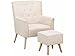 Produktbild Loft24 Michi TV-Sessel Fernsehsessel mit Hocker Polstersessel Relaxsessel Lesesessel Holzbeine Modern (Creme, Microfaser, mit Relaxfunktion)