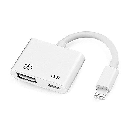 USB Camera Adapter, USB 3.0 Female OTG Adapter Cable With USB Power Interface No App Required [Support iOS 10.3 and 11) (White)